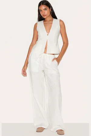 PRETTYLITTLETHING Tall Linen Drawstring Waist Pants