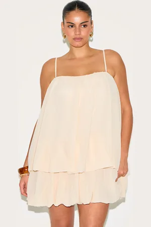 PRETTYLITTLETHING Plus Chiffon Ruched Strappy Shift Dress