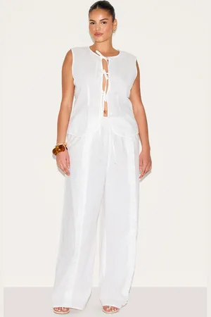 PRETTYLITTLETHING Plus Wide Leg Drawstring Pants