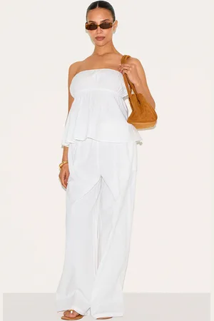 PRETTYLITTLETHING Petite Linen Look Floaty Wide Leg Pants