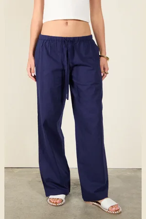 PRETTYLITTLETHING Cotton Linen Look Drawstring Waist Pants