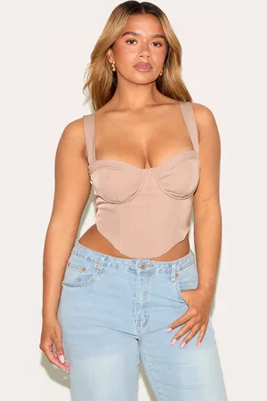 PRETTYLITTLETHING Shape Woven Corset Crop Top