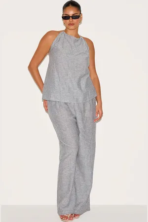 PRETTYLITTLETHING Plus Striped Slouchy Pants