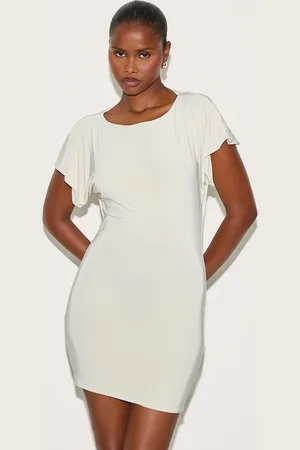 PRETTYLITTLETHING Double Layered Slinky Ruched Short Sleeve Mini Dress