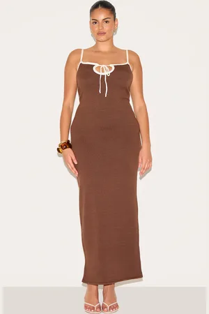 PRETTYLITTLETHING Plus Contrast Knit Dress
