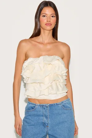 PRETTYLITTLETHING Satin Ruffle Bandeau