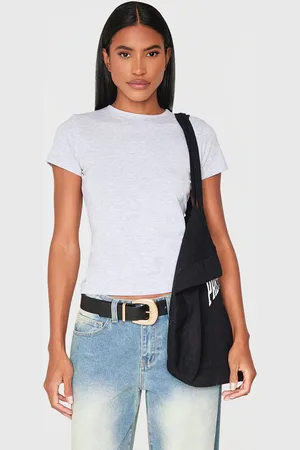 PRETTYLITTLETHING Basic Marl Cotton Blend Fitted Crew Neck T Shirt