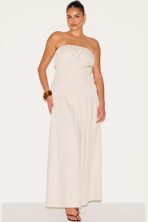 PRETTYLITTLETHING Plus Bandeau Ruched Detail Maxi Dress