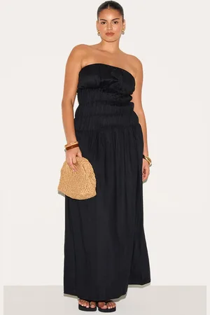 PRETTYLITTLETHING Plus Bandeau Ruched Detail Maxi Dress