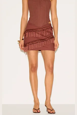 PRETTYLITTLETHING Linen Tassle Detail Mini Skirt