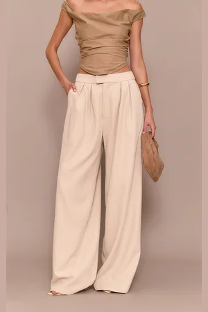 PRETTYLITTLETHING Premium Tailored Pleated Lined Wide Leg Pants