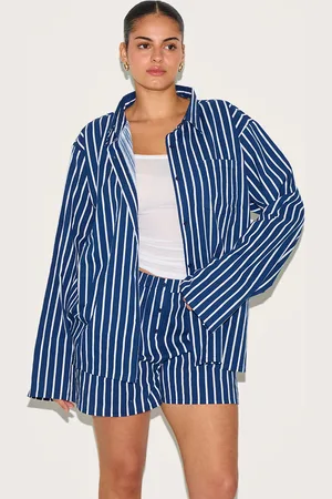 PRETTYLITTLETHING Plus Striped Oversized Long Sleeve Shirt