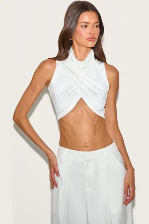 PRETTYLITTLETHING Double Layer Slinky Ruched Ultra Crop Top
