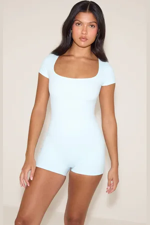 PRETTYLITTLETHING Baby Blue Square Neck Snatched Sculpt Unitard