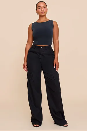 PRETTYLITTLETHING Shape Buckle Cargo Wide Leg Pants