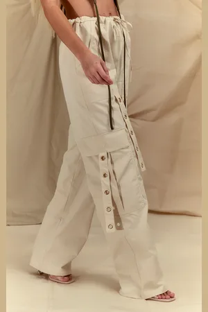 PRETTYLITTLETHING Ring Detail Drawstring Cargo Pants