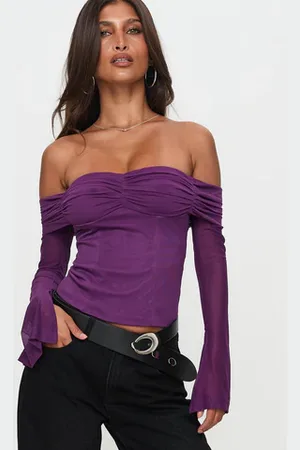 Princess Polly Wisterea Off Shoulder Long Sleeve Top
