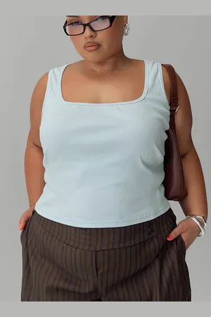 Princess Polly Baseline Square Neck Rib Tank Top Curve