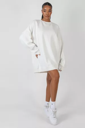 Public Desire Women Casual Dresses - Oversized Embroidered Tonal Sweatshirt Dress