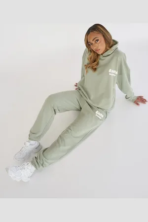 Public Desire Kaiia Design Bubble Logo Cuffed Joggers Sage Green