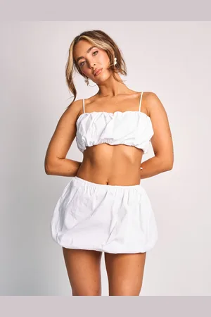 Public Desire Spaghetti Strap Balloon Crop Top Co Ord White