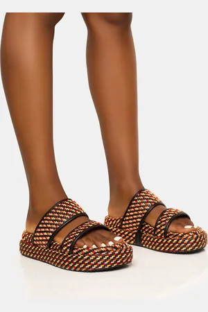 Public Desire Cierra Multi Double Strap Patterned Platform Sandal