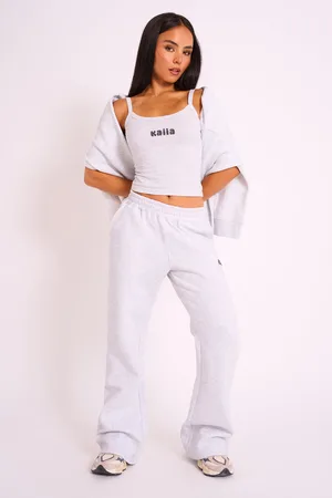 Public Desire Kaiia Studio Bubble Logo Wide Leg Jogger Grey Marl