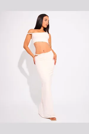 Public Desire Slinky Twist Strap Maxi Skirt White