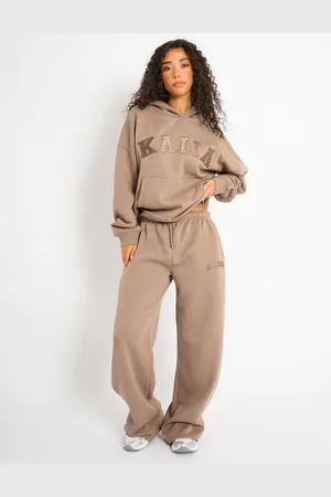 Public Desire Kaiia Logo Wide Leg Joggers Latte