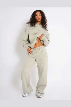 Public Desire Kaiia Studio Script Logo Wide Leg Joggers Matcha
