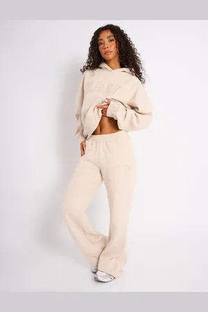Public Desire Kaiia Logo Wide Leg Joggers Cream