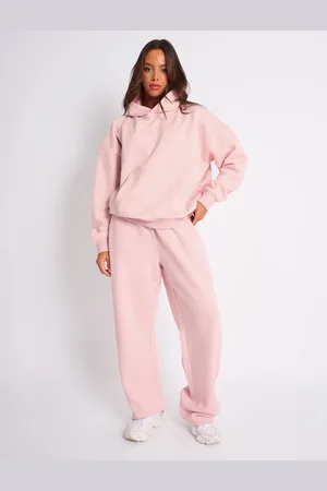 Public Desire Kaiia Embossed Wide Leg Joggers Pale Pink