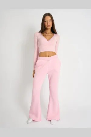 Public Desire Kaiia Bow Detail Wide Leg Joggers Pink