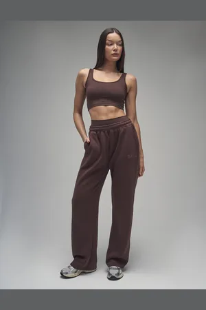 Public Desire Kaiia Logo Wide Leg Joggers Mocha