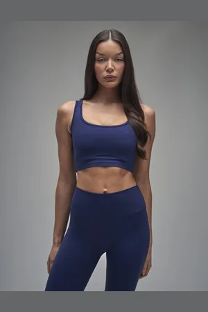 Public Desire Kaiia Sculpt Square Neck Crop Top Navy