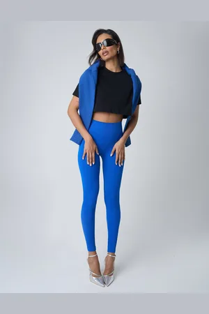 Public Desire Ribbed High Waisted Leggings Cobalt Blue