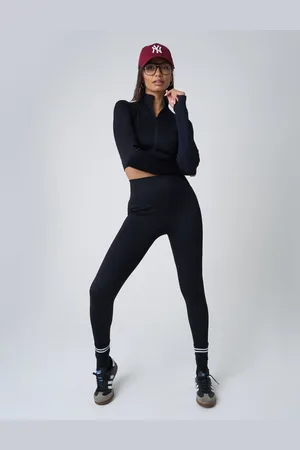 Public Desire Ribbed High Waisted Bum Lift Leggings Black