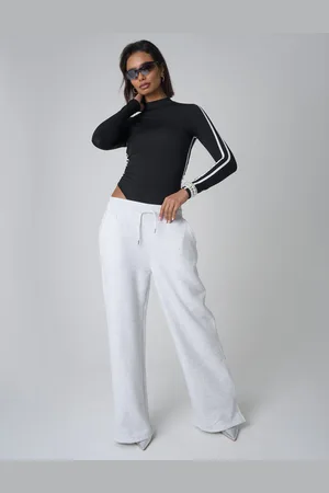 Public Desire Split Hem Wide Leg Joggers Grey Marl