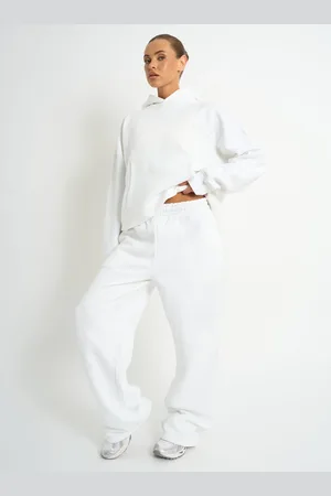 Public Desire Kaiia Embossed Wide Leg Joggers White