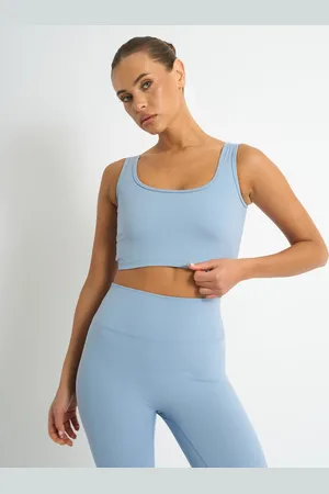 Public Desire Kaiia Sculpt Square Neck Crop Top Light Blue