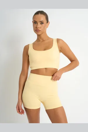 Public Desire Kaiia Sculpt Square Neck Crop Top Yellow