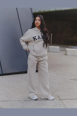 Public Desire Kaiia Logo Wide Leg Joggers Almond