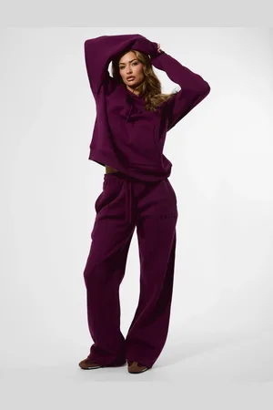 Public Desire Kaiia Seam Detail Wide Leg Joggers Grape