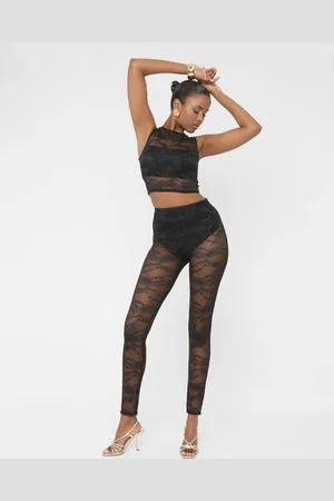 Public Desire Lace High Waist Leggings Black