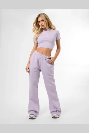 Public Desire Kaiia Studio Script Logo Wide Leg Jogger Lilac