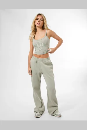 Public Desire Kaiia Logo Wide Leg Joggers Matcha