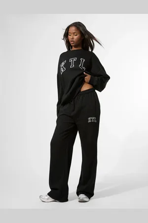 Public Desire Kaiia KTL Logo Wide Leg Joggers Black
