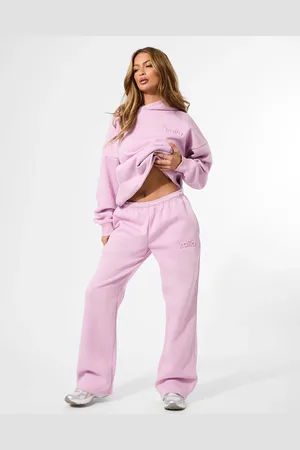Public Desire Kaiia Embossed Logo Wide Leg Joggers Parma Violet