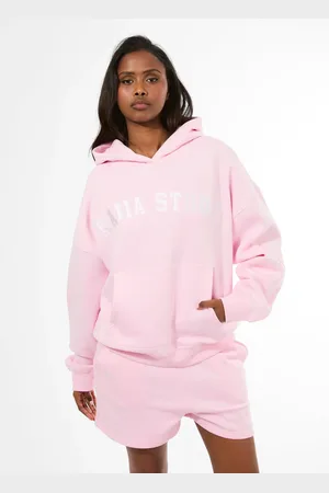 Public Desire Kaiia Studio Oversized Hoodie Pink & White