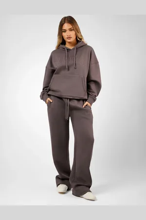 Public Desire Kaiia Logo Wide Leg Joggers Mink